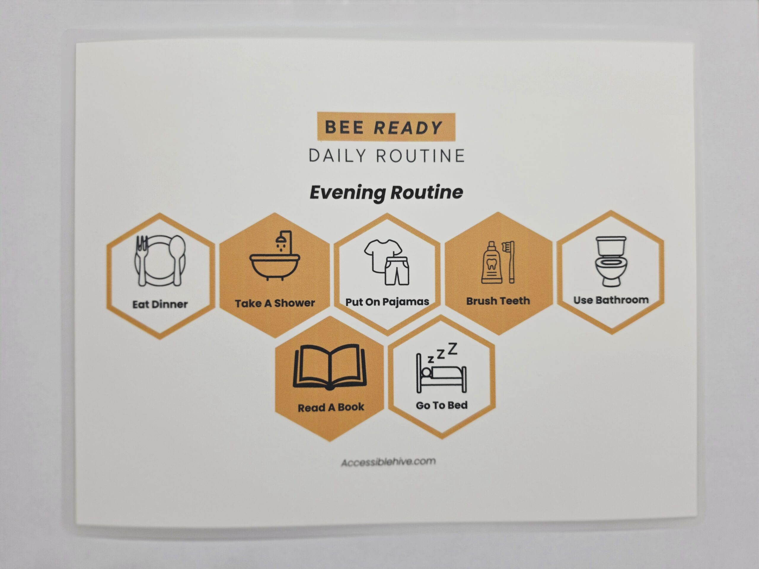 Evening Routine laminated visual